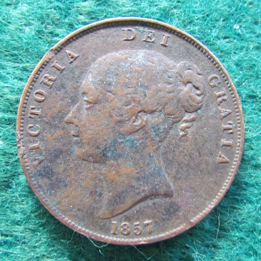 GB British UK English 1857 Penny Queen Victoria Coin