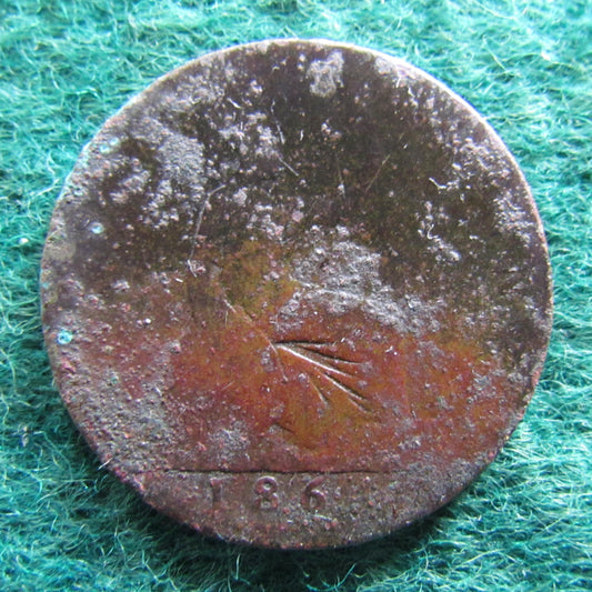 GB British UK English 1864 Half Penny Queen Victoria Coin - Ribbon Head