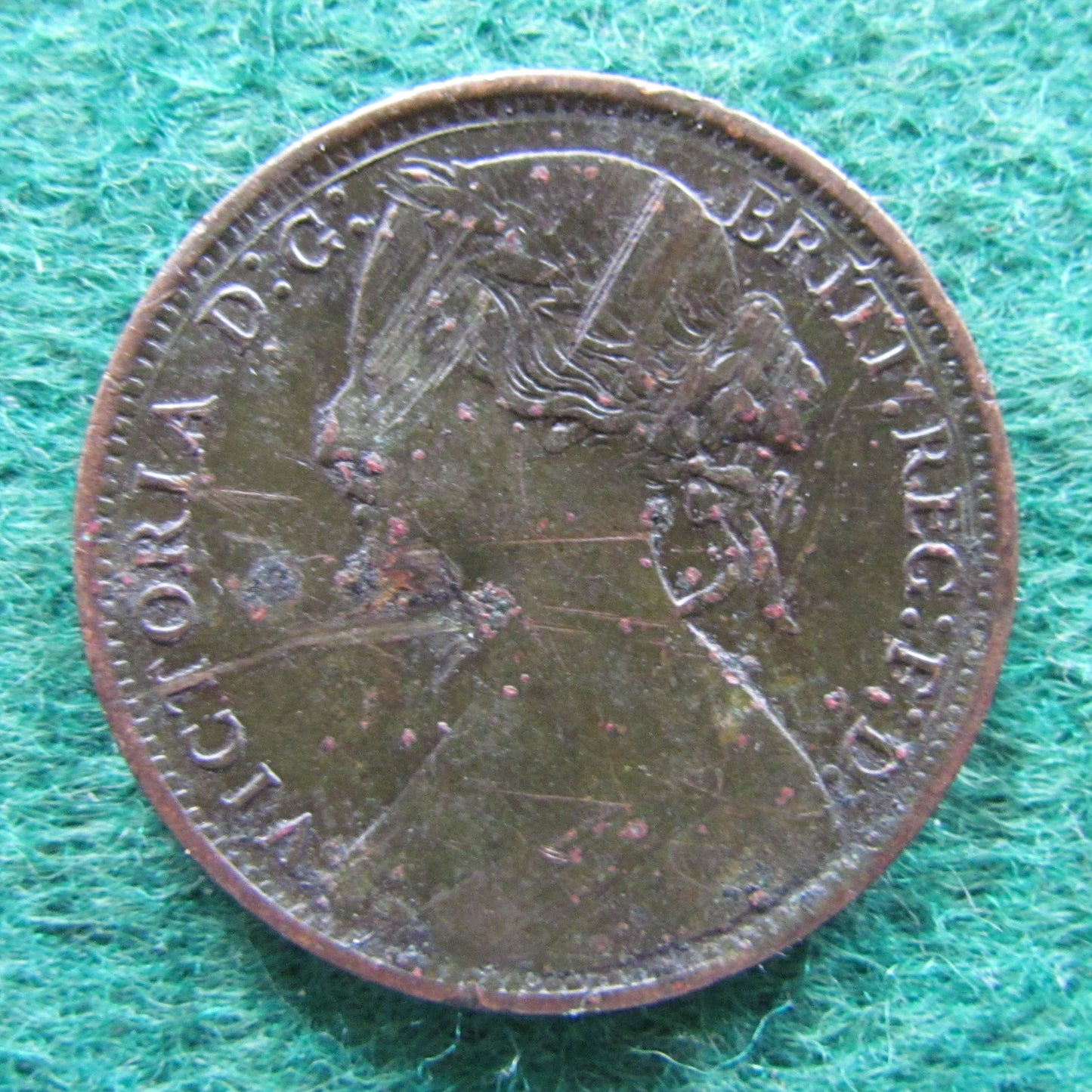 GB British UK English 1865 Penny Queen Victoria Coin - Bun Head