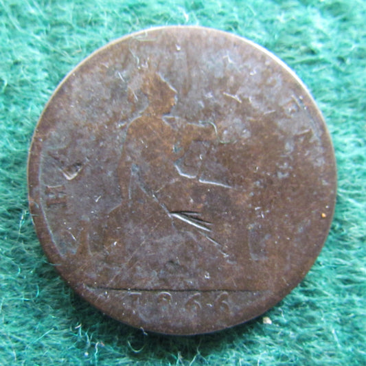 GB British UK English 1866 Half Penny Queen Victoria Coin - Bun Head