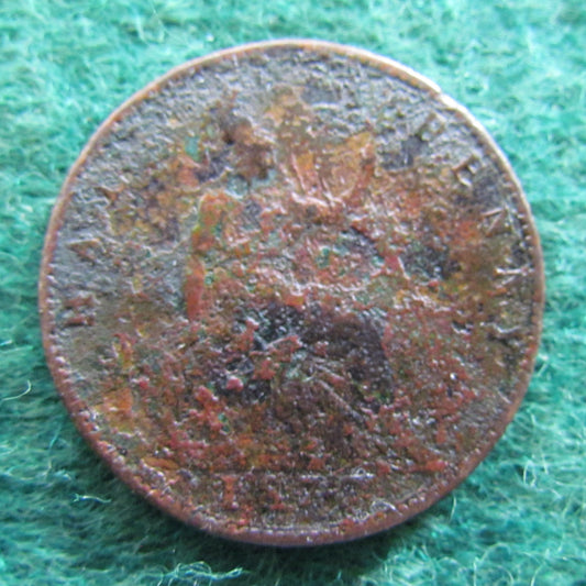 GB British UK English 1877 Half Penny Queen Victoria Coin - Bun Head