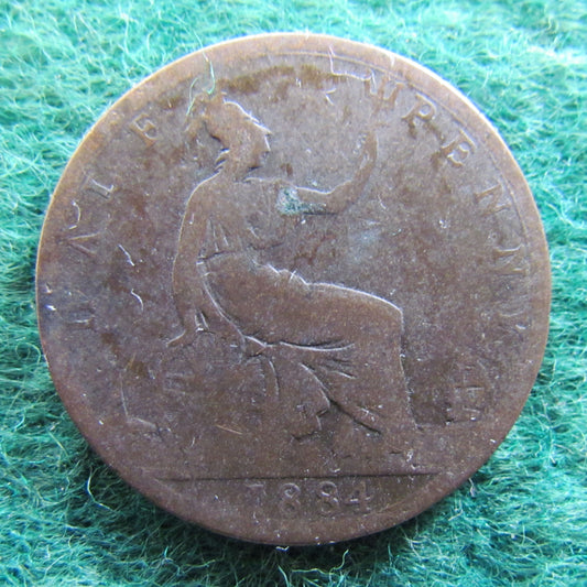 GB British UK English 1884 Half Penny Queen Victoria Coin - Bun Head