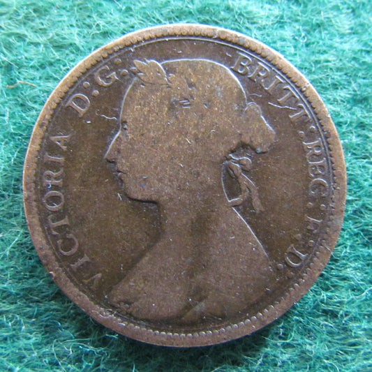 GB British UK English 1884 Half Penny Queen Victoria Coin - Bun Head
