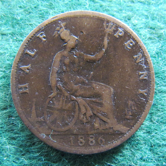 GB British UK English 1886 Half Penny Queen Victoria Coin - Bun Head
