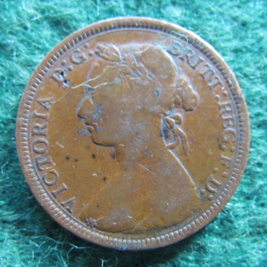GB British UK English 1889 Half Penny Queen Victoria Coin - Bun Head
