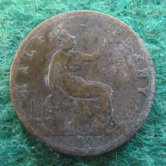 GB British UK English 1891 Half Penny Queen Victoria Coin - Old Head