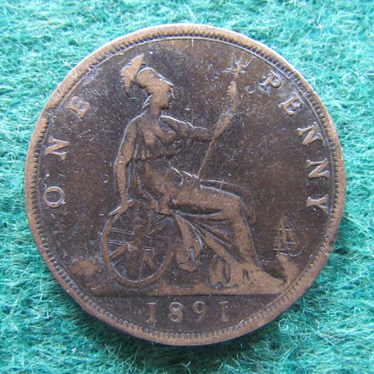 GB British UK English 1891 Penny Queen Victoria Coin