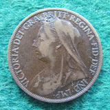 GB British UK English 1901 Penny Queen Victoria Coin Circulated