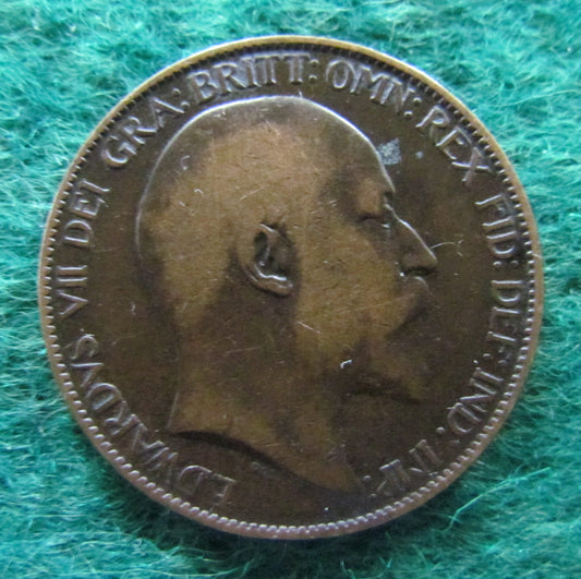 GB British UK English 1902 Half Penny King Edward VII Coin Circulated