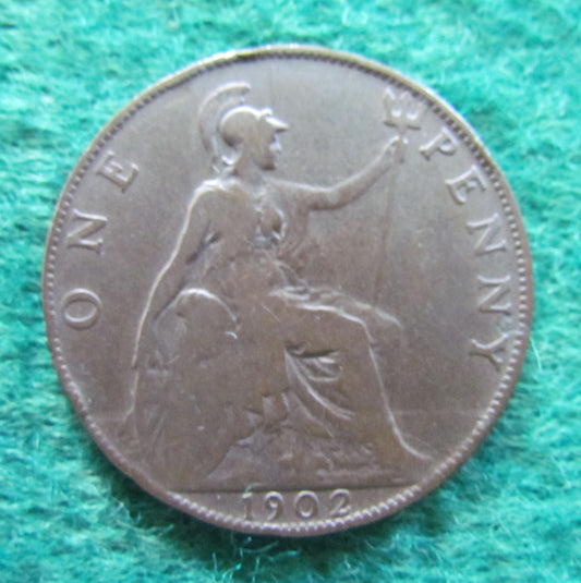 GB British UK English 1902 Penny King Edward VII Coin Circulated