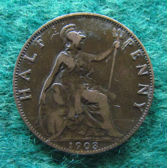 GB British UK English 1903 Half Penny King Edward VII Coin Circulated
