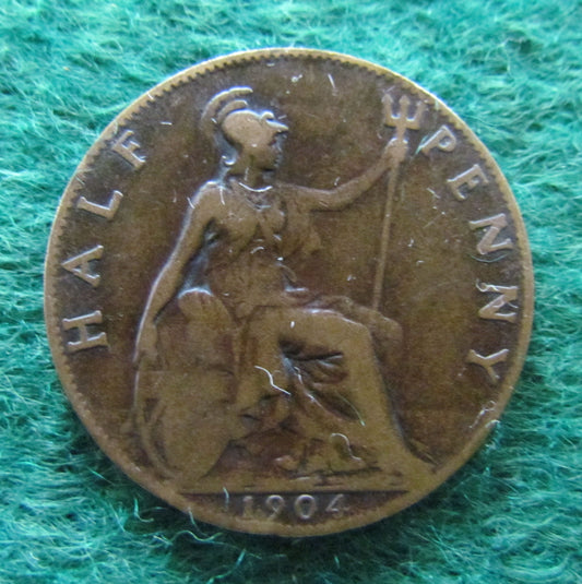 GB British UK English 1904 Half Penny King Edward VII Coin Circulated