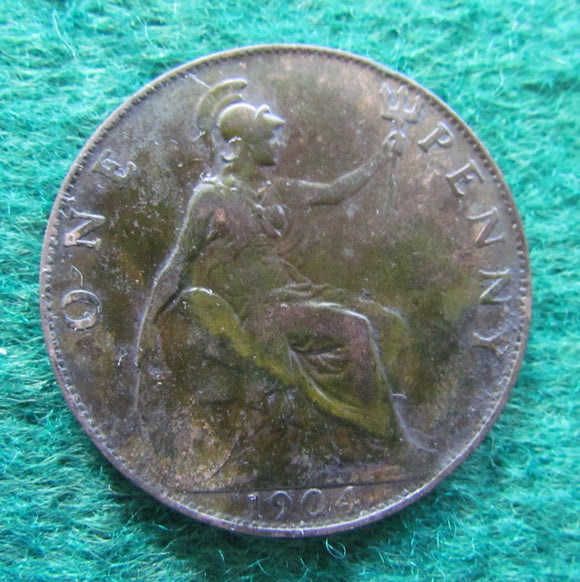 GB British UK English 1904 Penny King Edward VII Coin Circulated