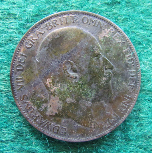 GB British UK English 1904 Penny King Edward VII Coin Circulated