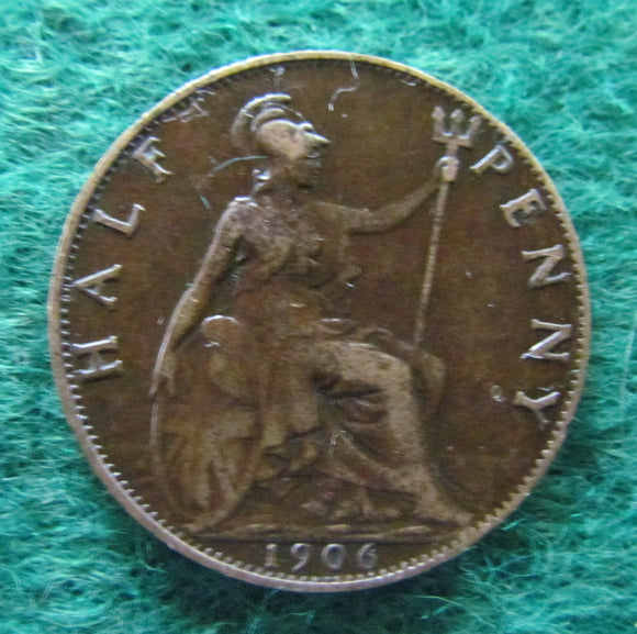 GB British UK English 1906 Half Penny King Edward VII Coin Circulated
