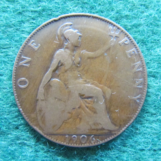 GB British UK English 1906 Penny King Edward VII Coin Circulated