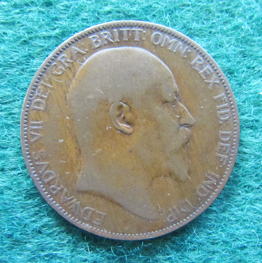 GB British UK English 1906 Penny King Edward VII Coin Circulated
