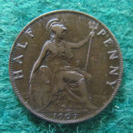 GB British UK English 1907 Half Penny King Edward VII Coin Circulated