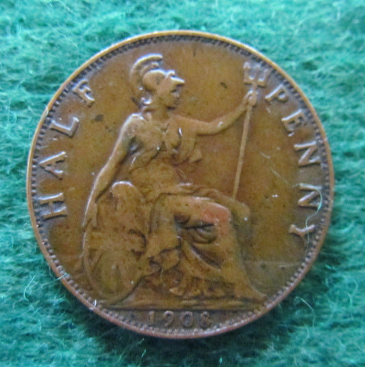 GB British UK English 1908 Half Penny King Edward VII Coin Circulated