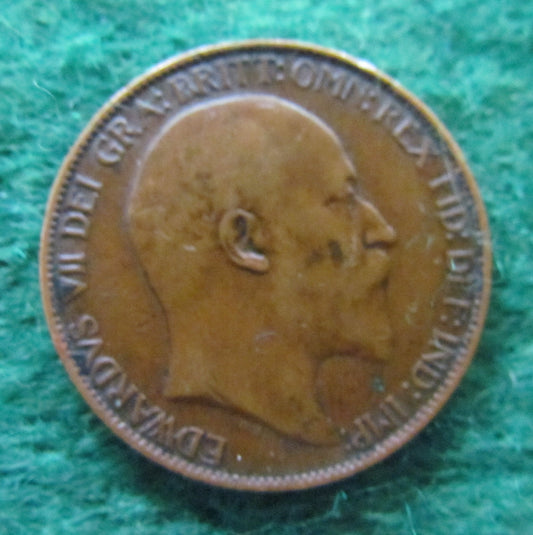 GB British UK English 1908 Half Penny King Edward VII Coin Circulated