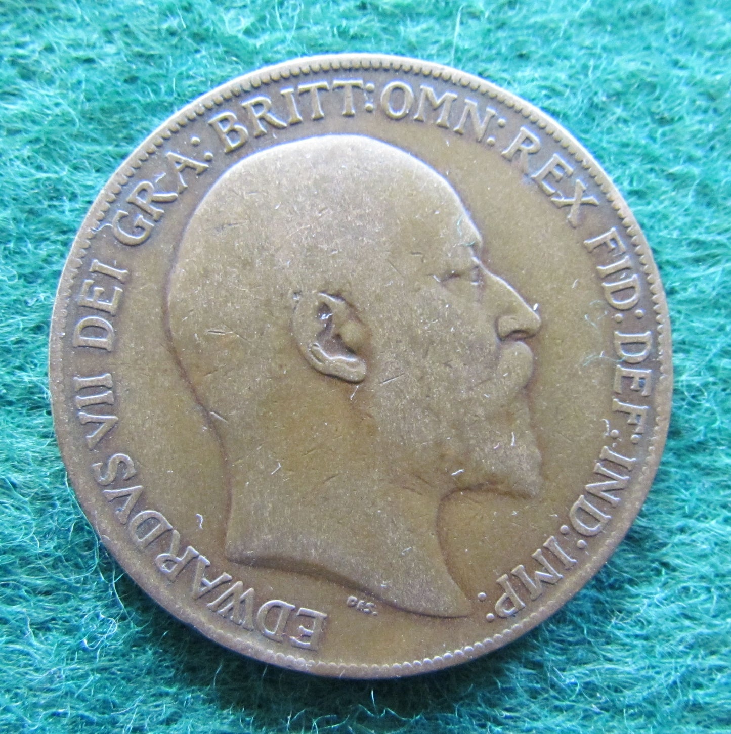 GB British UK English 1908 Penny King Edward VII Coin Circulated