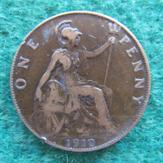 GB British UK English 1910 Penny King Edward VII Coin Circulated