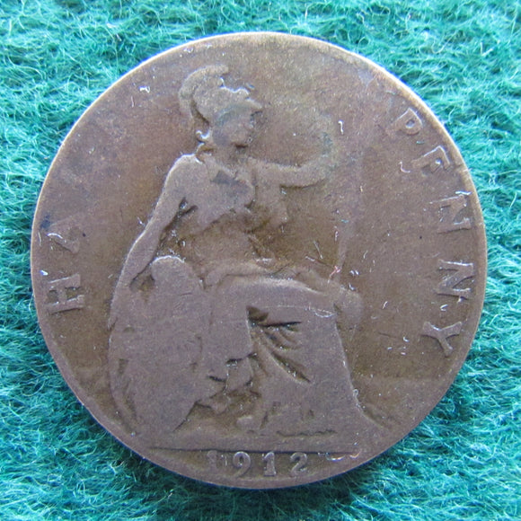 GB British UK English 1912 Half Penny King George V Coin Circulated