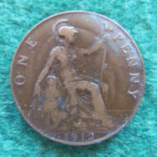 GB British UK English 1912 Penny King George V Coin Circulated