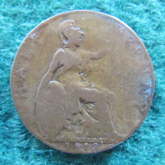 GB British UK English 1913 Half Penny King George V Coin Circulated
