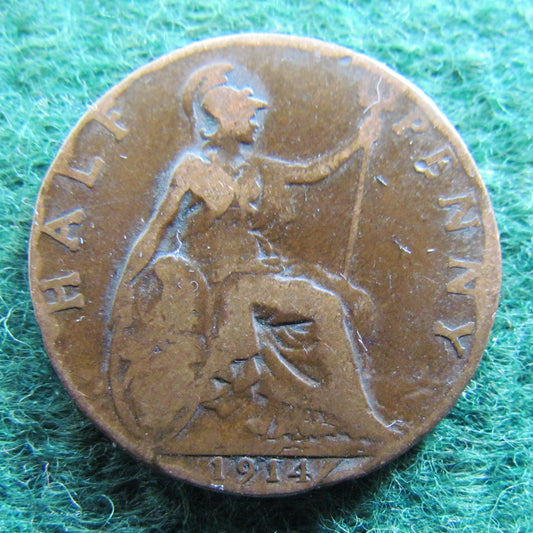 GB British UK English 1914 Half Penny King George V Coin Circulated With A Die Error