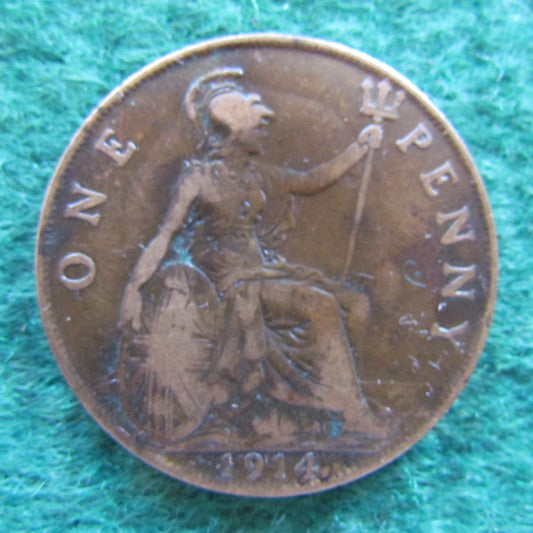 GB British UK English 1914 Penny King George V Coin Circulated