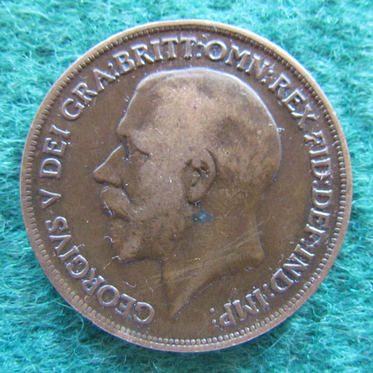 GB British UK English 1914 Penny King George V Coin Circulated