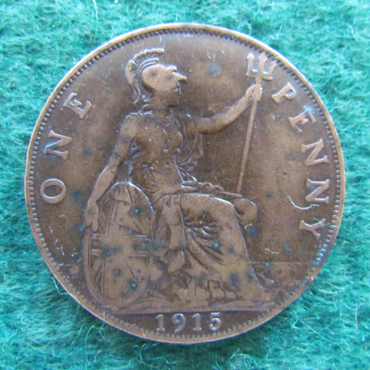 GB British UK English 1915 Penny King George V Coin Circulated