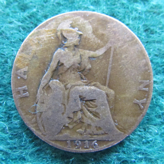 GB British UK English 1916 Half Penny King George V Coin Circulated