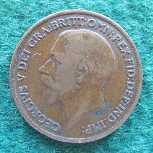 GB British UK English 1917 Penny King George V Coin Circulated