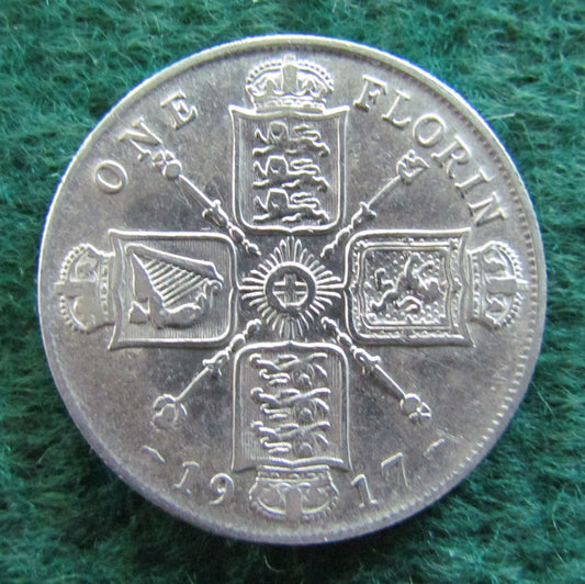 GB British UK English 1917 2 Shilling King George V Coin