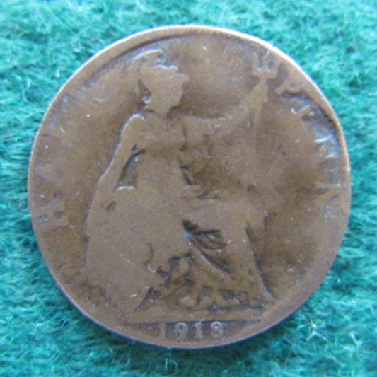 GB British UK English 1918 Half Penny King George V Coin Circulated