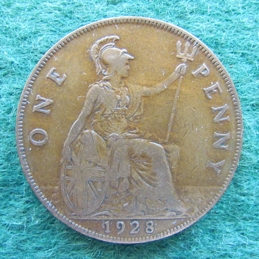 GB British UK English 1928 Penny King George V Coin