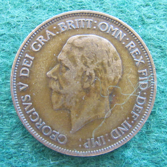 GB British UK English 1928 Penny King George V Coin