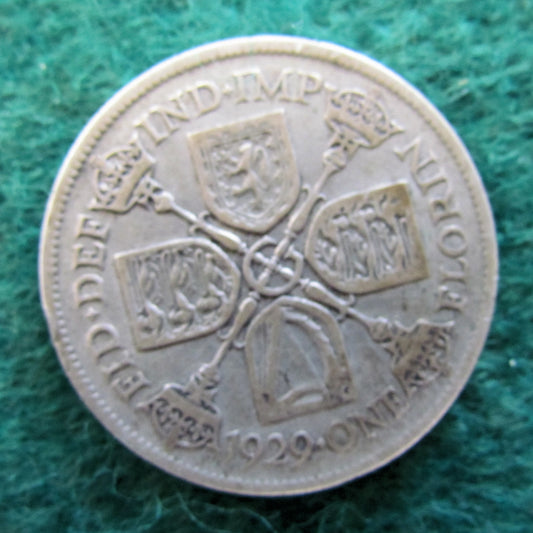 GB British UK English 1929 2 Shilling King George V Coin