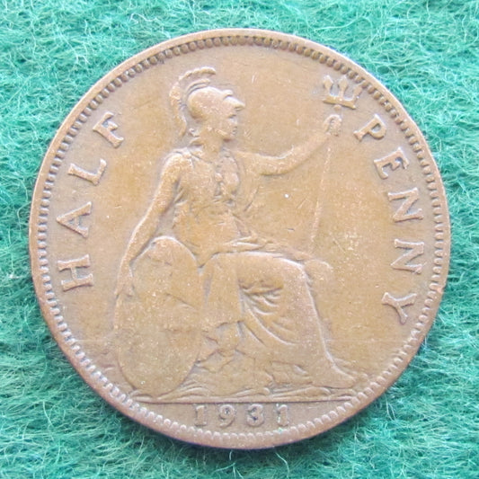 GB British UK English 1931 Half Penny King George V Coin