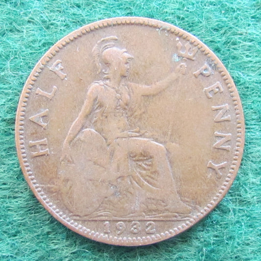 GB British UK English 1932 Half Penny King George V Coin