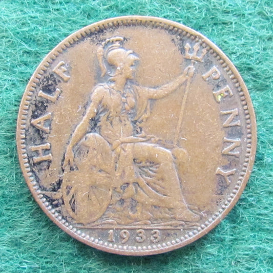 GB British UK English 1933 Half Penny King George V Coin