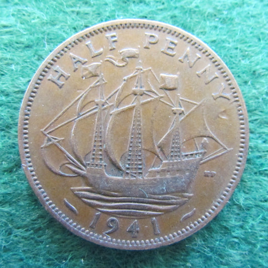GB British UK English 1941 Half Penny King George VI Coin