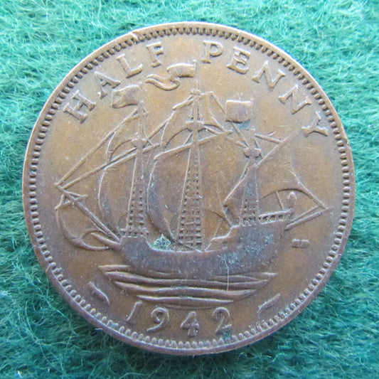 GB British UK English 1942 Half Penny King George VI Coin