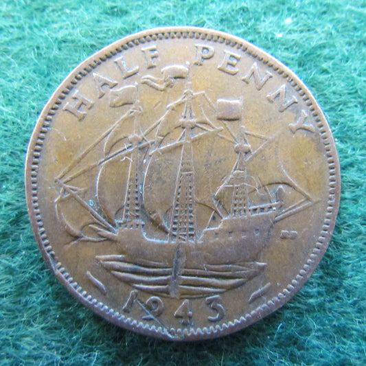 GB British UK English 1943 Half Penny King George VI Coin