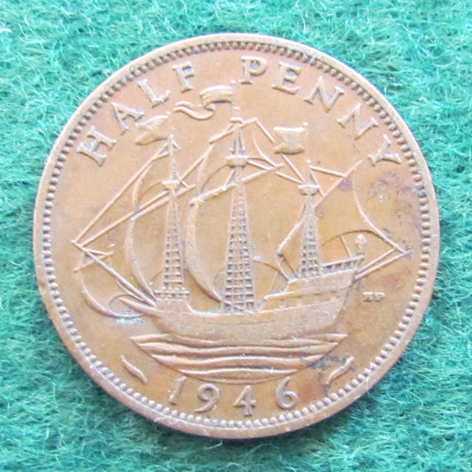 GB British UK English 1946 Half Penny King George VI Coin