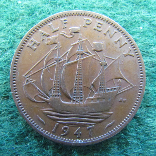 GB British UK English 1947 Half Penny King George VI Coin