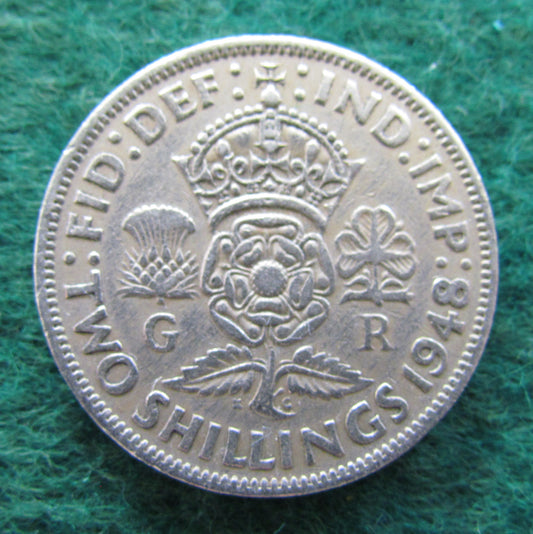 GB British UK English 1948 2 Shilling King George VI Coin