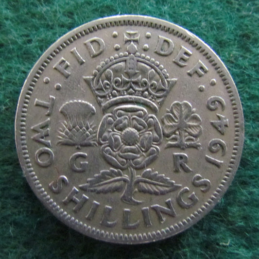 GB British UK English 1949 2 Shilling King George VI Coin